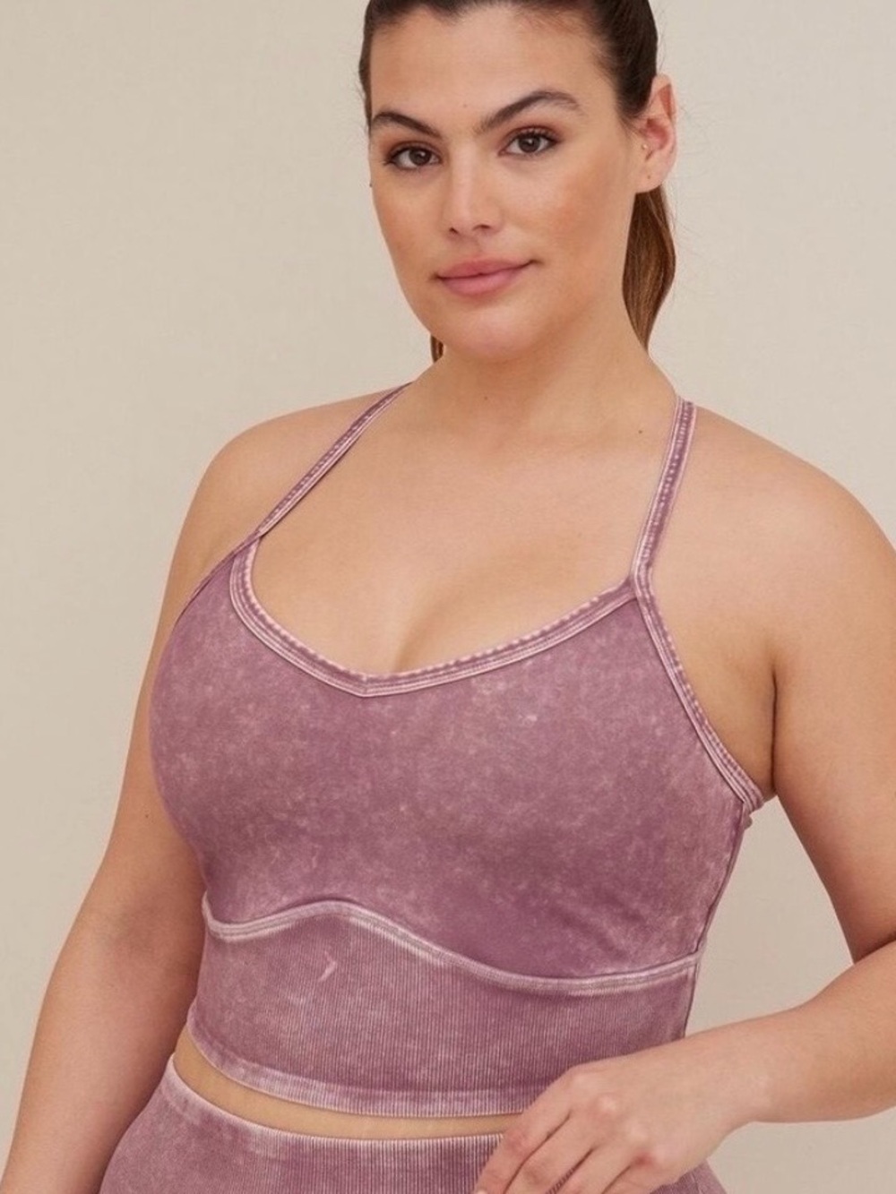 Torrid Mineral Wash Longline Sports Bralette Mauve 3X
